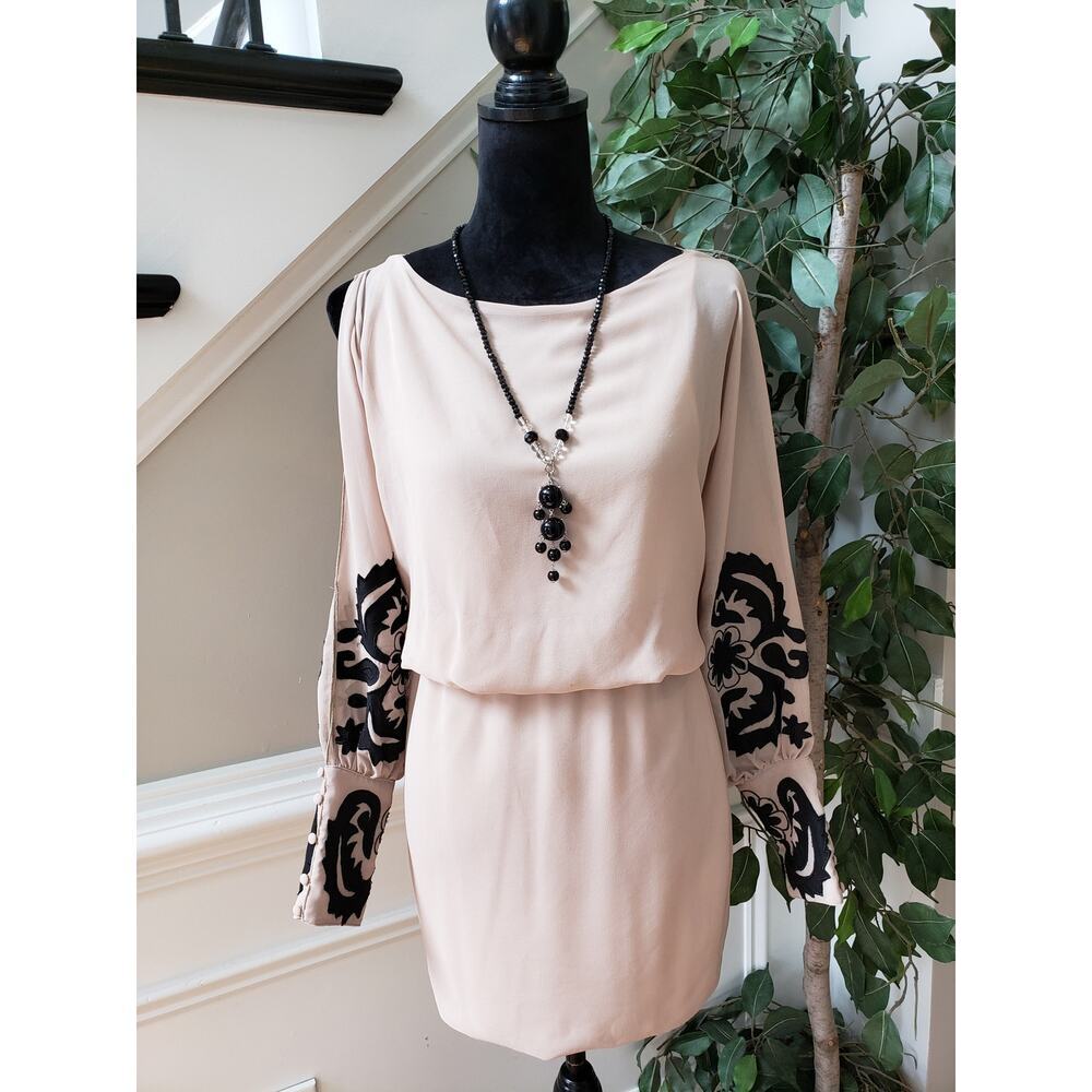 Fab’rik Sheath Dress Women Small Pink Polyester Cinch Waist Cold Shoulder Sleeve